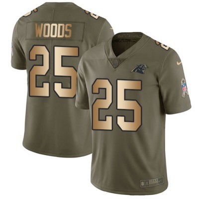 Nike Carolina Panthers #25 Xavier Woods OliveGold Men's Stitched NFL Limited 2017 Salute To Service Jersey